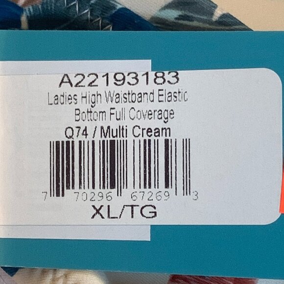 Aqua 2 Piece Floral Womens XL Bikini Quintsoul Multi Cream Sun Surf Sand Beach - Picture 6 of 12